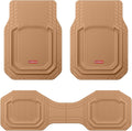 Coverado Car Floor Mats Heavy Duty, Deep Dish All-Weather Beige Mats, Universal Waterproof Trim to Fit Automotive Mats for Cars SUV Trucks, Durable Floor Liner Car Accessories, Full Sets, 3pcs