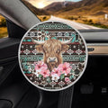 Aztec Universal Steering Wheel Cover Sun Block Highland Cow Car Rudder Reflector Protector for SUV Vehicle Sedan Truck Car Accessories Gift for Her