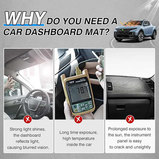 CARTIST Dash Cover Fits for Hyundai Santa Cruz 2022 2023 2024, Dashboard Mat for Santa Cruz Accessories with Non-Slip Silicone Backside