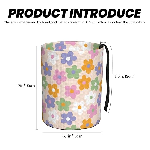 BEIANSHUO Cute Flowers Floral Car Trash Can Collapsible Garbage Can,Hanging Trash Bag Water Proof with Suitable for Storage for Car Interiors,Home