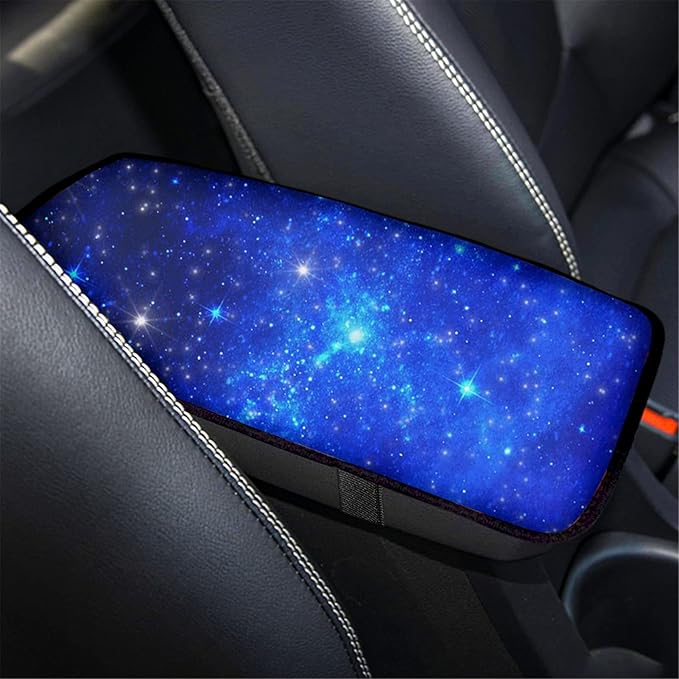 GLENLCWE Shining Galaxy Blue Space Print Breathable Car Armrest Cover Car Center Console Cover Accessories Washable