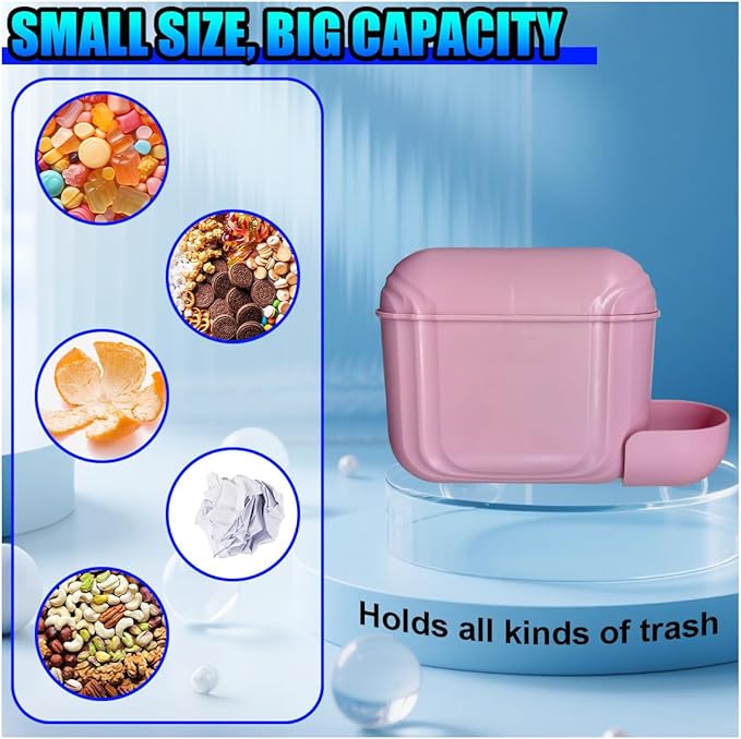 Car Trash Can with Lid, Hanging Leakproof Vehicle Garbage Bin, Auto Back Seat Organizer Dustbin with 2 Rolls of Trash Bags, Versatile Storage Accessory for Car Air Vent, Dashboard (Pink)