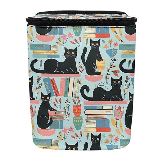 Black Cat Cute Pattern Car Trash Can, Suitable for Rear Seats and Behind The Center Console