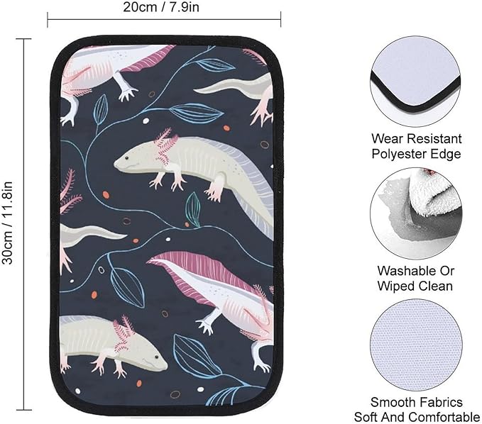 Axolotls Pattern Car Center Console Cushion Pad,Waterproof Armrest Seat Box Cover Protector,Comfortable Car Decor Accessories Fit for Most Cars, Vehicles, SUVs