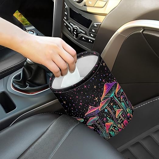 Brosoneto Colorful Mushroom Car Garbage Bin Car Trash Bin Car Trash Can Bags Collapsible Accessories Trash Can Rubbish Bin Garbage Bin Decoration Car Interior Universal