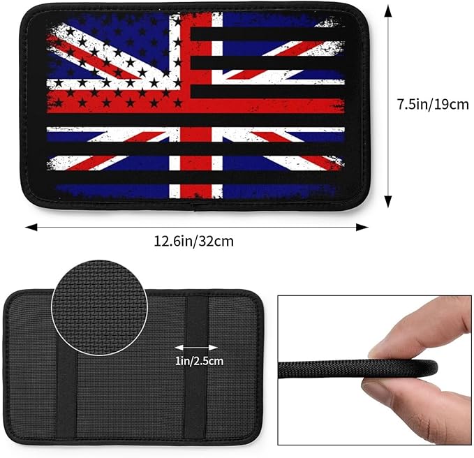 Car Armrest Cover America and Britain British Flag Combine Armrest Seat Handrail Box Cover Auto Center Console Pad Cushion Universal Decoration Protector Accessories