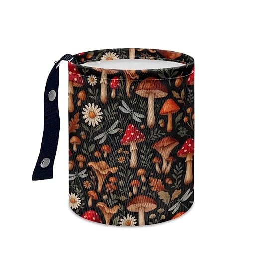 Brosoneto Mushroom Dragonfly Car Trash Can Portable Dustbin Bin Waste Basket Car Accessories Interior for Front Seat, Back Seat, Floor, Headrest