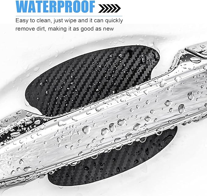 Icyfond 8PCS Car Door Handle Cup Stickers, Anti-Scratches Carbon Fiber Car Door Handle Protectors, Auto Doors Handles Protective Film, Universal Paint Bowl Protector for Most Cars (Black)
