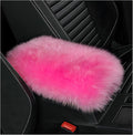 Furry Car Center Console Cover Pad, 11.8"×7.9" Auto Fluffy Plush Center Armrest Protective Cover, Comfortable Fuzzy Armrest Seat Box Protector Cushion for Cars Trucks SUVs (Dark Pink)
