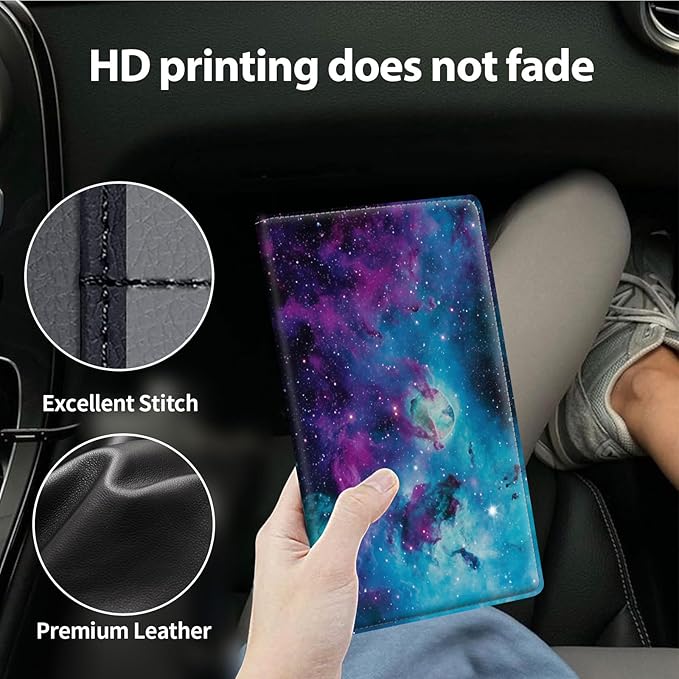 Mxfdegf Car Registration and Insurance Holder, Leather Car Glove Box Organizer, Cool Car Accessories for ID, Driver's License Cards & Essential Document, business cards, Men&Women,Shining Starry Sky