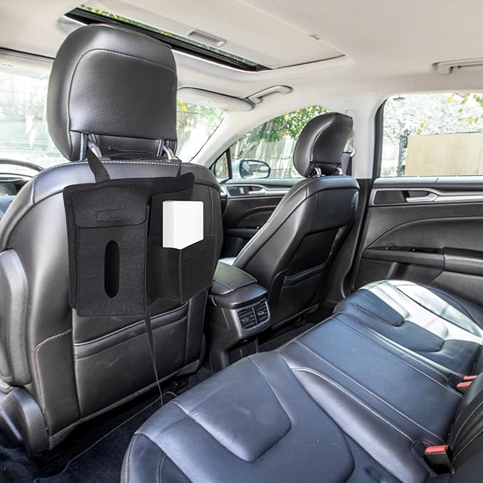 Yardwe Felt Backseat Car Organizer Storage Bags 2pcs Hanging Auto Seats Storage Pouch Black for Vehicle Interior Accessories