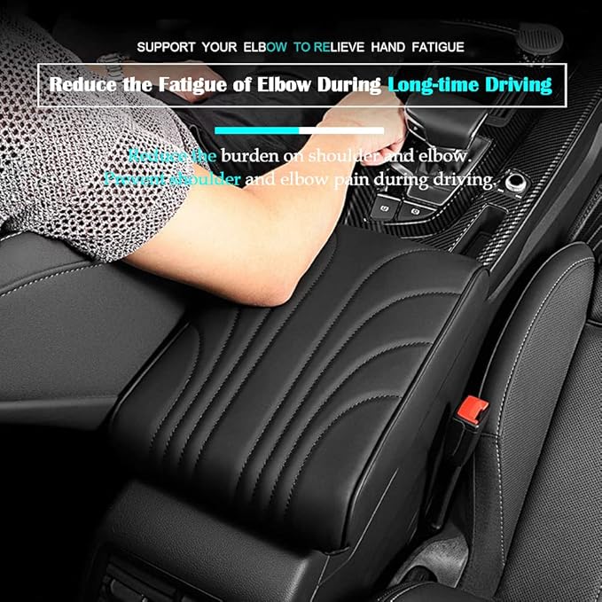DURASIKO Upgraded Car Center Console Pad,Elbow Rest Pillow,PU Leather Armrest Cushion, Relieve Arm Fatigue,Great for Long-time Driving,Universal Car Armrest Seat Box Cover Protector for Most Vehicles