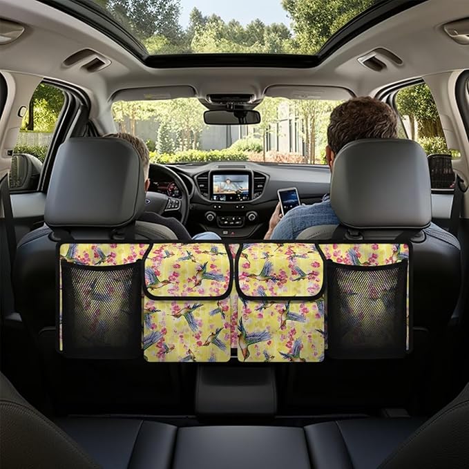 Hummingbird Car Trunk Organizer, Universal Car Organizers and Storage Backseat Car Organizer for SUV/Truck/MPV, Reusable Space-Saving Hanging Car Organization with 4 Pocekts
