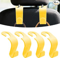 4PCS Car Seat Headrest Hooks, Purse Hook for Car, Auto Back Seat Organizer Storage Hanger Holder, Auto Accessories Multi-Use Portable Headrest Organizer Holder for Purse Handbag Coats (Yellow)