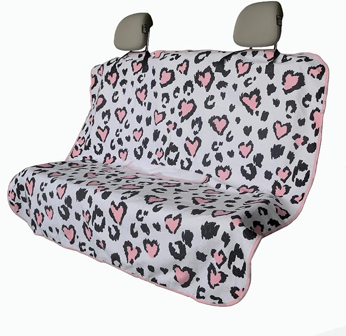 LoyaGour Back Seat Cover for Car Trucks Van SUV,Waterproof Rear Bench Towel Seat Covers for Dogs and Kids,Automotive Backseat Protector (Leopard Print)