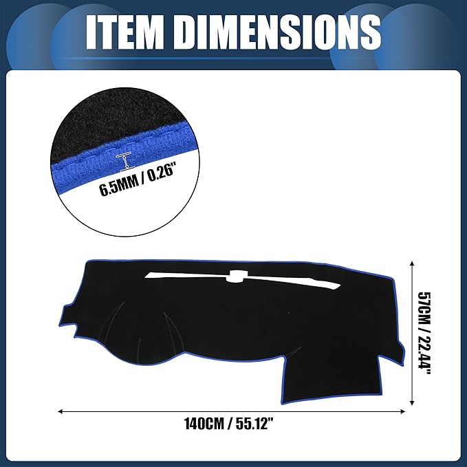 Dash Cover, Center Console Non-Slip Dashboard Carpet Mat for Dodge Durango 2014-2020 Polyester Black Blue,1Pc