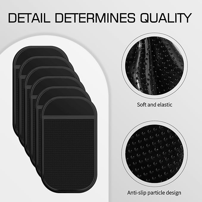 Car Dashboard Non Slip Mat, Anti-Slide Sticky Gel Dashboard Pad 5.5 x 3 Inch Multi Sticky Mat for Radar Detector, Cell Phone, Keys, Mirrors, GPS, Coins (10 Pack Black)