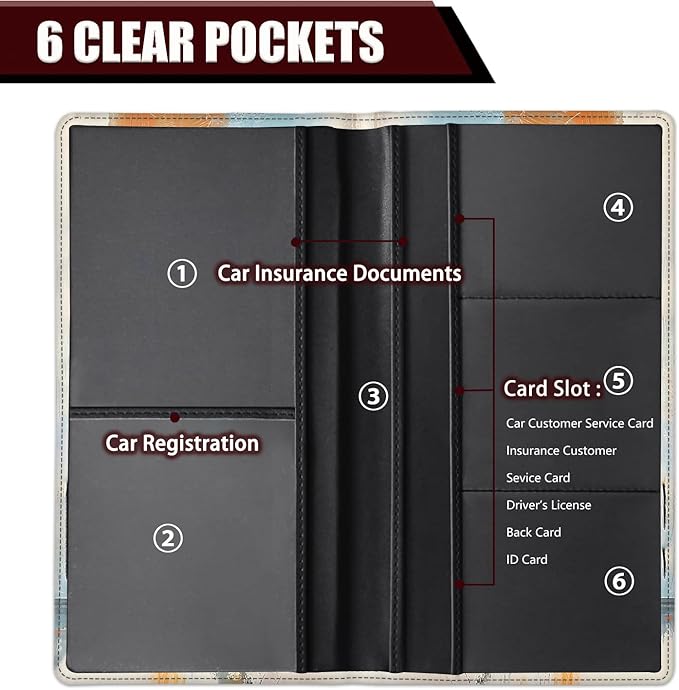 Car Document Holder with Magnetic Shut, Car Registration and Insurance Card Holder, Vehicle Glove Box Organizer Documents, Driver License, Auto Paperwork Organizer Wallet, Funny penguins Pattern