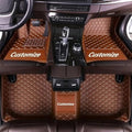 Custom Making Car Floor Mats Compatible for 2000-2025 All Mode Sedan SUV Sports Car Full Coverage Cute Pads Protection Non-Slip Leather Floor Liners (Light Brown)