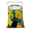 Pykfrhh Black Cat Car Trash Bag, Car Trash Bag Hanging, Waterproof Cars Back Seat Hanging Organizer and Storage Trash Bags for Vehicle Travelling Camping Sunflowers Decor