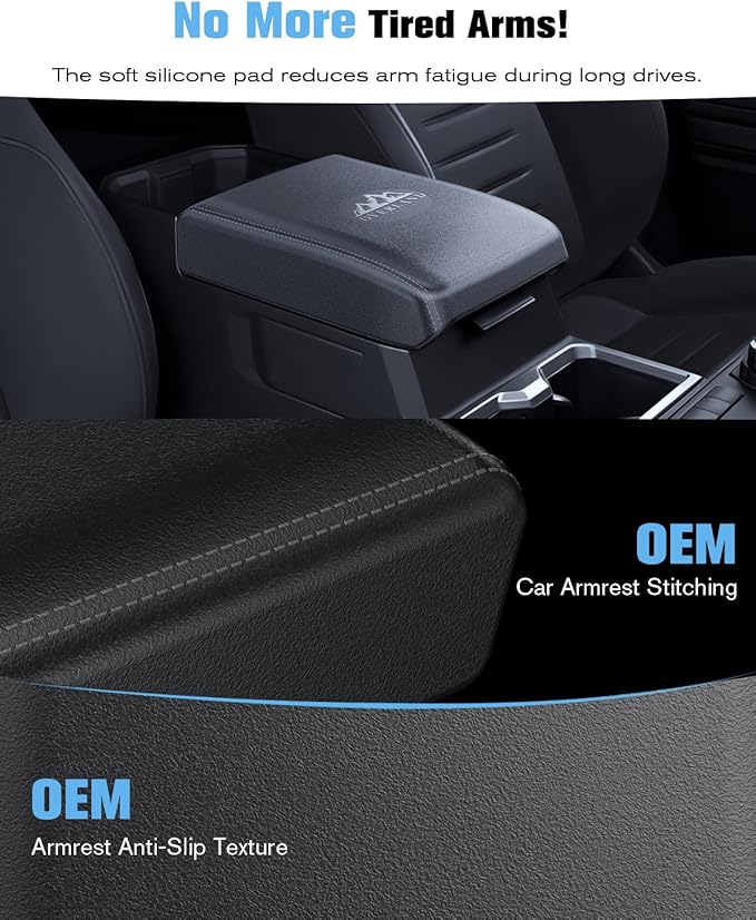 WEIPIN for 2025 2026 Toyota 4Runner Center Console Armrest Cover& Armrest Hidden Privacy Tray 2-in-1 - [Friendly Liquid Silicone Rubber& OEM Design] - Thin Armrest Box Cover - Black