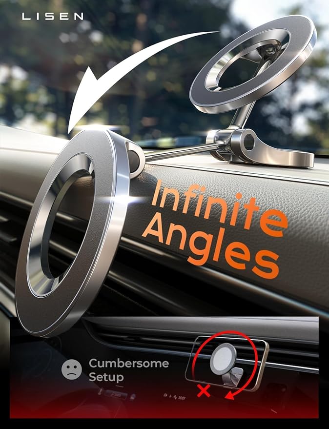 LISEN for MagSafe Car Mount for iPhone 17 Pro Max [24 Strong Magnets] Classic Magnetic Phone Holder for Car Dashboard, Magnet Phone Mount Car Cell Phone Holder for iPhone 17 Pro Max Air 16 15 14 13 12