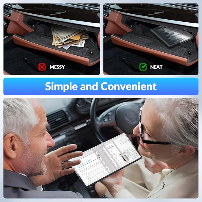 Pisypox Car Registration and Insurance Card Holder，Vehicle Glove Box Car Organizer，Accessories Case for Storing Driving Licences, Cards, Documents