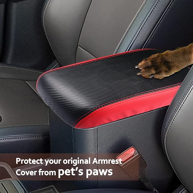 SKTU for 2022 2023 2024 2025 2026 Ford Maverick Armrest Cover 2022-2026 Maverick Center Console Cover Maverick Armrest Pad 2023 2024 2025 2026 Maverick Accessories Center Console Cushion (Red Line)