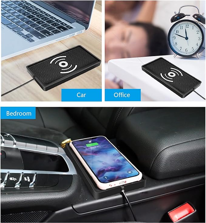 , Universal 10W Car Antislip Cell Phone Fast Charging Pad Mat Holder Portable
