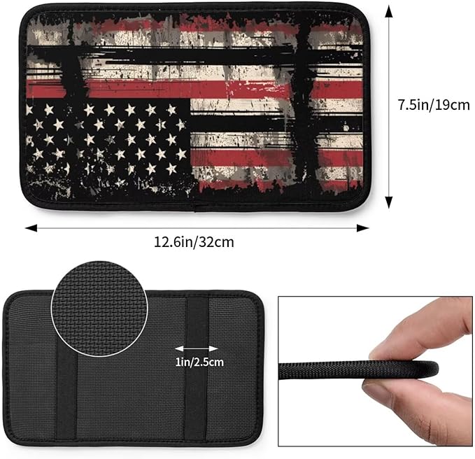 Console Armrest Cover Vintage American Flag Armrest Cover Protector Car Interior Accessories Patriot Patriot Star Stripe Car Center Console Cushion Pad for SUV, Truck, Sedans