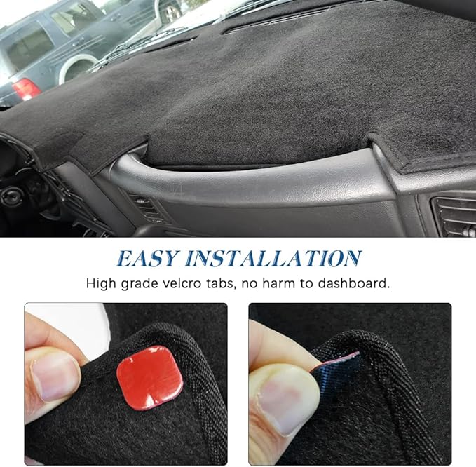 Dashboard Cover Mat Compatible with 1999-2006 Chevy Silverado/GMC Sierra,2000-2006 GMC Yukon XL/Chevy Tahoe Suburban Avalanche Dash Cover Mat Carpet Premium,Black