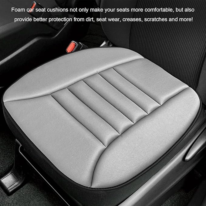 Sun Walker Car Seat Cushion, 1.2" Thick Memory Foam Auto Seat Protector Pressure Relief Pad, Nonslip Bottom Mat Comfort Driving Seats Cover for Truck SUV Sedan, Car Accessories (Gray)