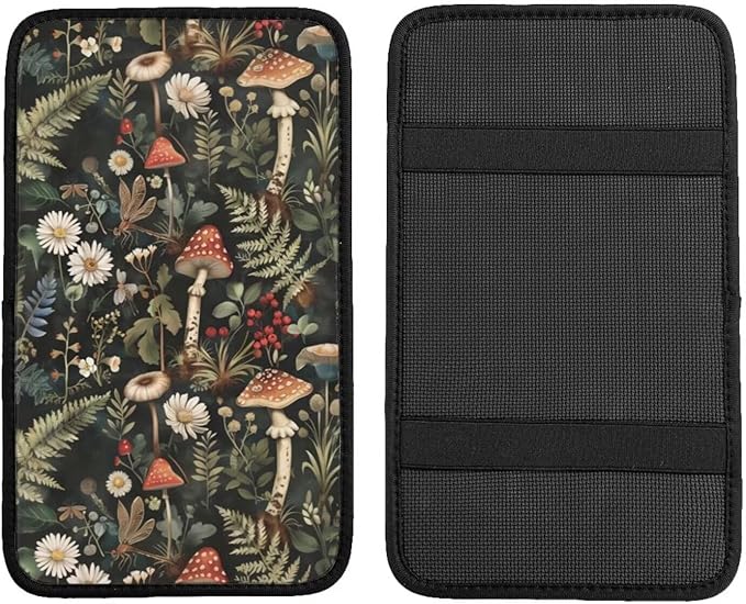 Center Console Armrest Cover Hippie Cute Green Soft Arm Rest Console Protector Leaf Floral Daisy Car Accessories Mhsoroom Print Arm Rest Cover Scratch Resistant Cushion