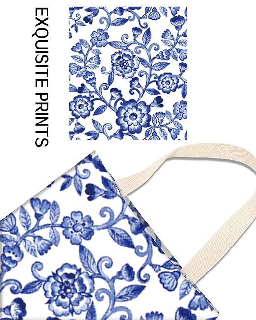 ANKVRP Car Trash Can, Durable Hanging Car Trash Garbage Bag, Cute Automotive Garbage Cans Organizer, Cute Blue Porcelain Floral