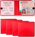 Kewucn 4 PCS Car Registration Insurance Holder, Essential Auto Card Glove Box Organizer, Vehicle Interior Accessories Perfect for Most Car, Truck, SUV (10.55''×4.8'', Red)