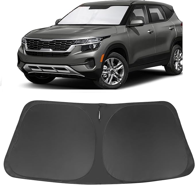 Windshield Sun Shade Custom Fit for 2021 2022 2023 2024 2025 Kia Kia Seltos Accessories Foldable Sunshade Sun Blocker Protect Car from Sun Rays & Heat Damage Keep Car Cooler