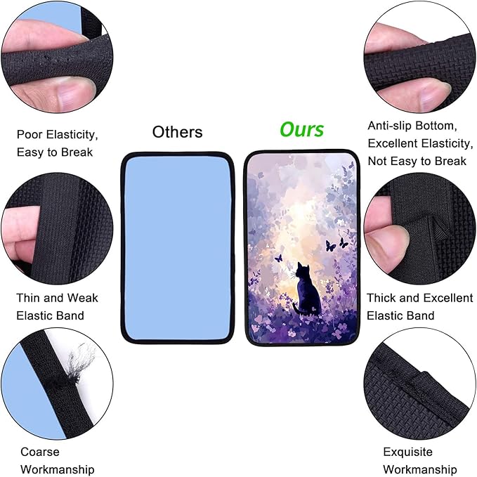 JANENFNA Car Armrest Cover Pads Universal Fashion Cute Auto Center Console Armrest Cover Pad with 2PCS Car Coasters Soft Waterproof Car Armrest Seat Protector for Women,Purple Flower Sea Cat
