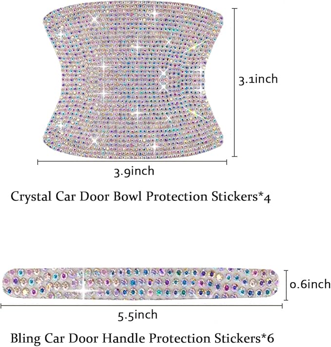 BetterJonny Crystal Car Scratch Protector, Rhinestone Bling Scratch Protectors (Colorful)