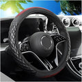 Car Steering Wheel Cover, 14.96" Leather Anti-Slip Vehicle Steering Wheel Protector with Fish Scale Graphic Grip, Automobile Interior Protection, Universal for Sedan Truck SUV (Red)