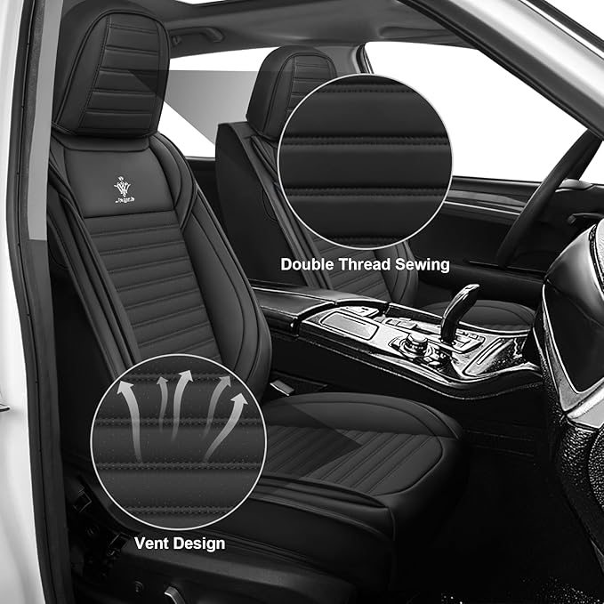 ARTIBY Seat Covers Full Set Custom Fit for Mitsubishi Outlander 2004-2025, Standard Waterproof Car Seat Cover, Breathable and Comfortable Leather Cushion Cover, Auto Interior Accessories (Black)