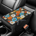 BIGCARJOB Hippie Daisy Print Center Console Cover for Cars Truck Interior Seat Accessories,Blossom Daisy Car Armrest Seat Box Cover Cushion with Side Storage,Universal Fit