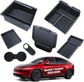 cybtkcar 7PCS for Tesla Center Console Organizer Model Y Refreshed Juniper Accessories 2025 2026 Armrest Tray Cup Holder Center Lower Organizer Armrest Lower Organizer Hidden Compartment Storage