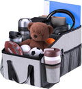 Smof Car Seat Organizer-Car Organizer Front Back Seat for Kids Collapsible Car Backseat Storage with Detachable Divider, Cup Holders & Mesh Pockets, Small Travel Organization for Trunk