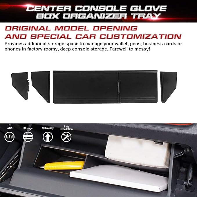 x xotic tech Glove Box Organizer Compatible with Toyota RAV4 2025 2024 2023 2022 2021 2020 2019, Insert Glove Compartment Dividers ABS Interior Center Console Storage Holder Tray Accessories