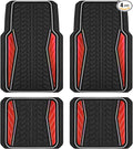 PIC AUTO Car Floor Mats, Red Aluminum-Molded with Full-Circle Iridescent Inlay Strip Car Mats, Universal-Fit Rubber Mats for Cars, Trucks & SUVs, All-Weather, Non-Slip, Easy-to-Clean Interior Mats