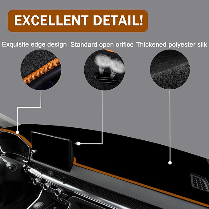Dash Cover for Honda CR-V CRV Accessories 2023 2024 2025 2026 Dashboard Cover Center Console Dash Mat Carpet Protector Sunshield No Glare Non-Slip Pad Custom Fit, Orange Trim