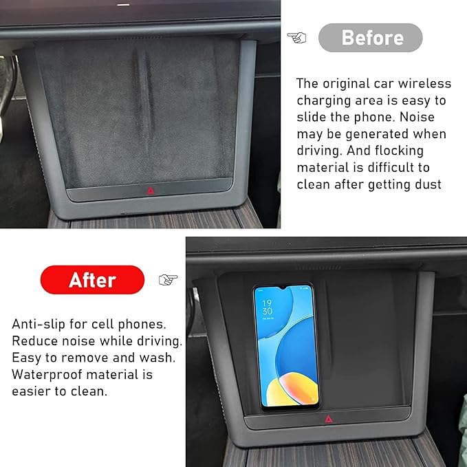 Yumzeco Compatible with 2021-2025 Tesla Model S Model X Wireless Charging Mat Silicone Mat,Center Console Charger Pad Fit for 2021 2022 2023 2024 2025 Tesla S X Accessories