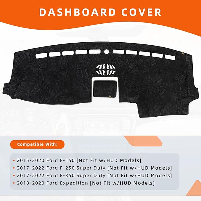 KEYOOG Dashboard Cover Dash Mat Fit for 2020-2015 Fo-rd F-150,2020-2018 Expedition (for W/Dash Center Speaker Models Only),Car Dash Board Mat Anti-Glare Carpet,Non-Slip Pad (Flannel)