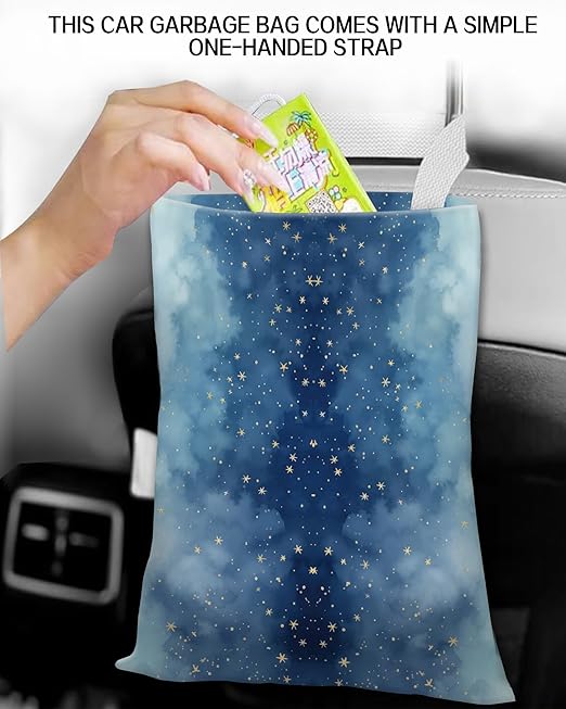 ANKVRP Car Trash Can, Durable Hanging Car Trash Garbage Bag, Cute Automotive Garbage Cans Organizer, Cute Blue Sky