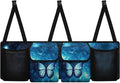 Hanging Car Trunk Organizer Blue Galaxy Space Butterfly Car Organization Women Collapsible Cargo Bag with 4 Storage Bags,Easy to Install